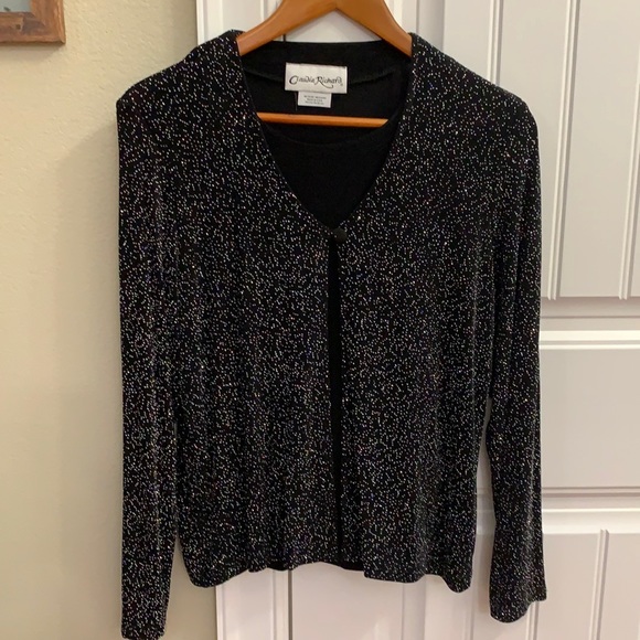 🥳Claudia Richard black sparkly top.  M - Picture 1 of 3